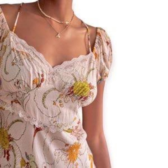 NWT Anthropologie Dainty Mini Dress Size Small Floral Lace Low Back Lacy Lounge - Picture 4 of 13